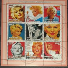 Sellos: IVORY COAST 2002 SHEET USED MNH MARILYN MONROE ACTRICES ACTRESSES CINE CINEMA. Lote 362597015