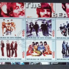 Sellos: IVORY COAST 2003 SHEET USED MNH THE BEATLES SINGERS MUSIC CANTANTES MUSICA. Lote 400358374