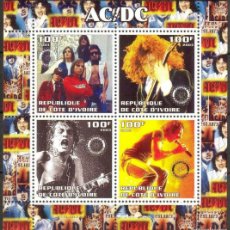 Sellos: IVORY COAST 2003 SHEET MNH AC/DC ACDC SINGERS MUSIC CANTANTES MUSICA. Lote 400361164
