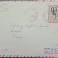 Sellos: P) 1962 IVORY COAST, NATIVE MASK, AIRMAIL, COVER CIRCULATED TO USA, XF