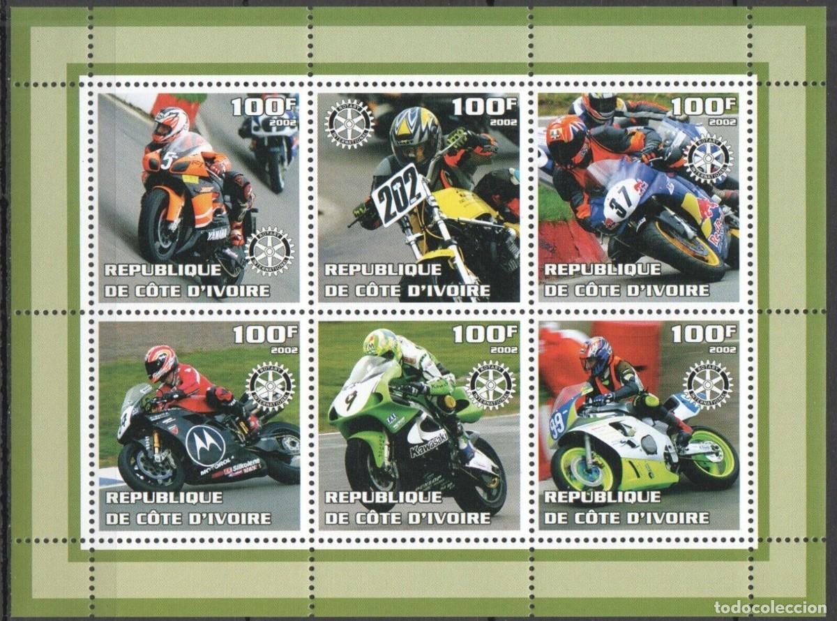 Briefmarken: IVORY COAST 2002 SHEET MNH MOTORSPORT MOTORCYCLING MOTOCICLISMO MOTOCICLETAS MOTORCYCLES DEPORTES