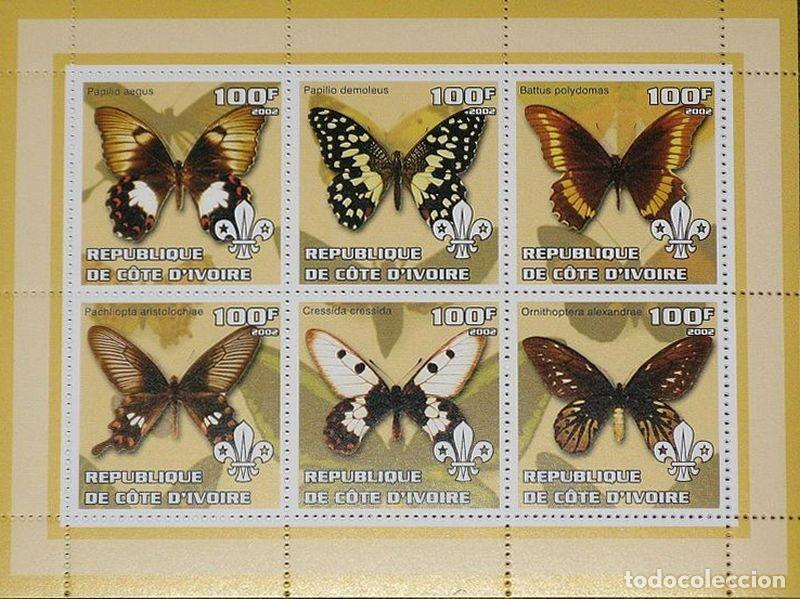 Stamps: IVORY COAST 2002 SHEET MNH BUTTERFLIES PAPILLONS SCHMETTERLINGEN MARIPOSAS BORBOLETAS FARFALLE