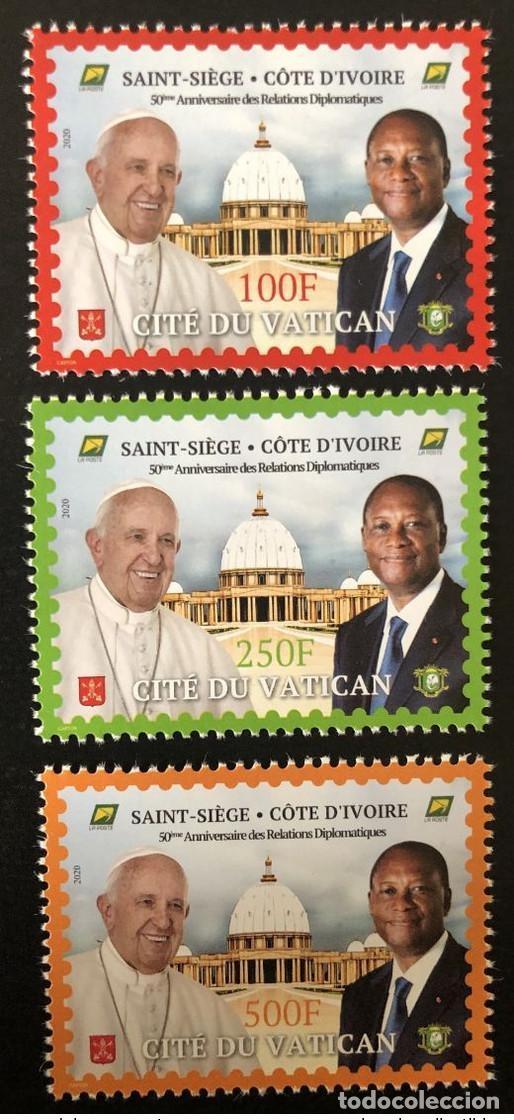 Sellos: Costa de Marfil 2020 Mi.? Emisi&oacute;n conjunta: 50 a&ntilde;os relaciones con el Papa Presidente