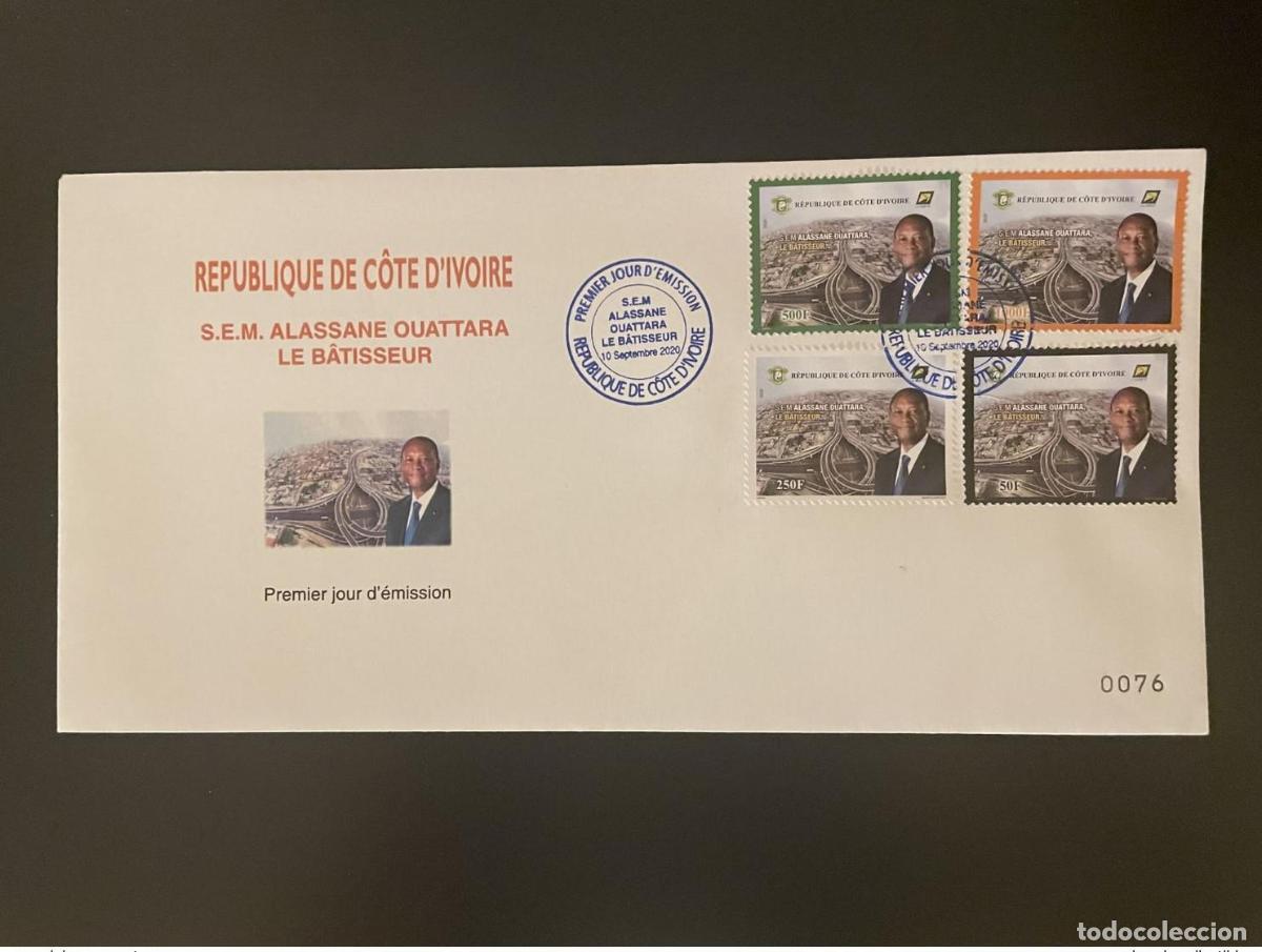 Selos: Costa de Marfil 2020 Mi.? Primer d&iacute;a del FDC Envelope Alassane Ouattara El constructor