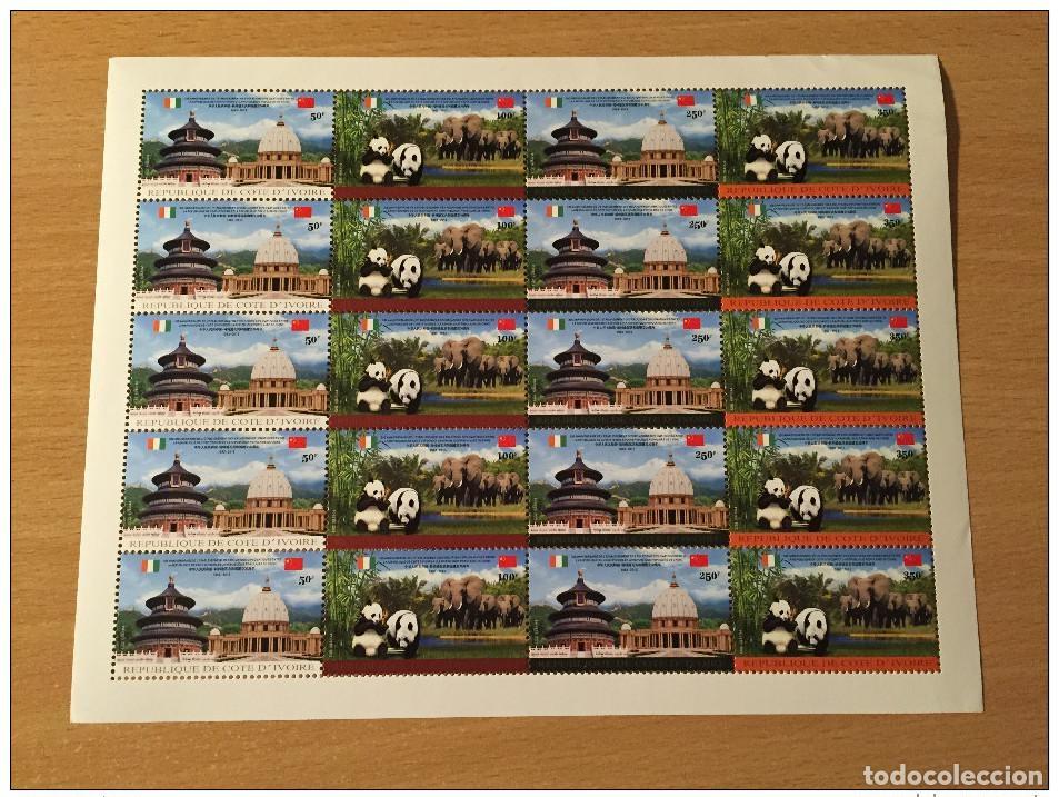 Sellos: Costa de Marfil 2013 Wildlife Panda Elephants China Edici&oacute;n conjunta MNH