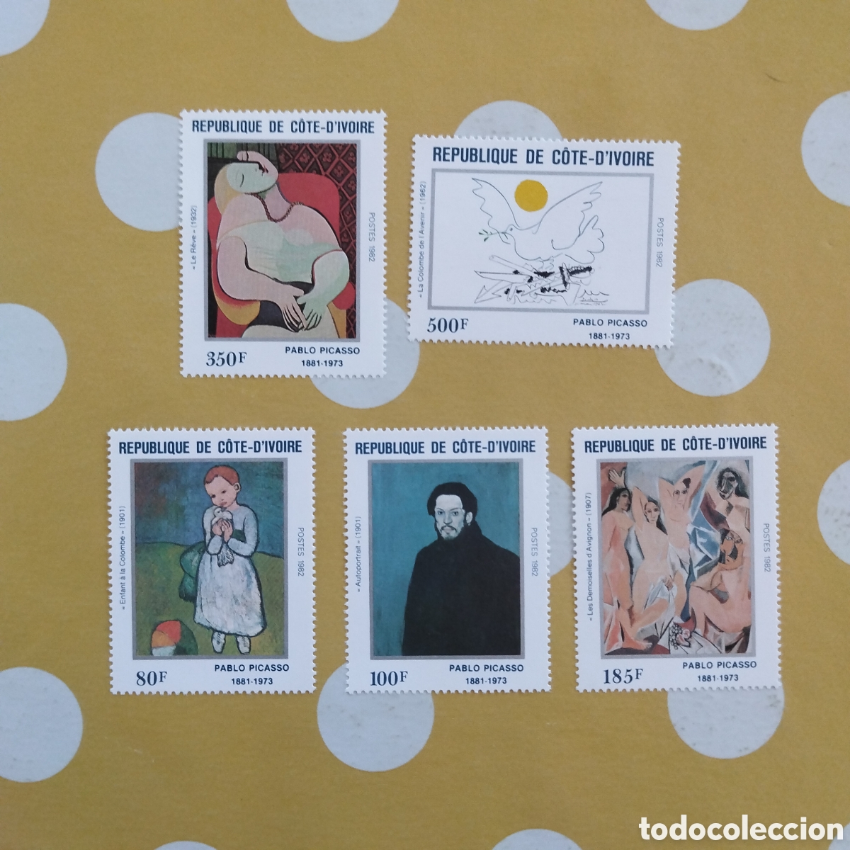 Sellos: 5 SELLOS REPUBLIQUE DE COTE-D'IVOIRE CENTENARIO DE PABLO PICASSO