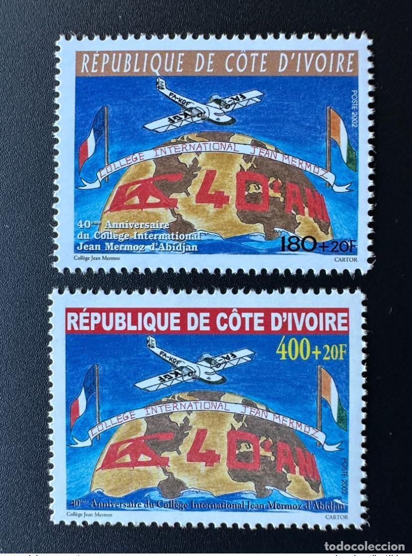 Sellos: Costa de Marfil 2002 Mi. 1291 - 1292 Coll&egrave;ge Jean Mermoz Avion Airplane
