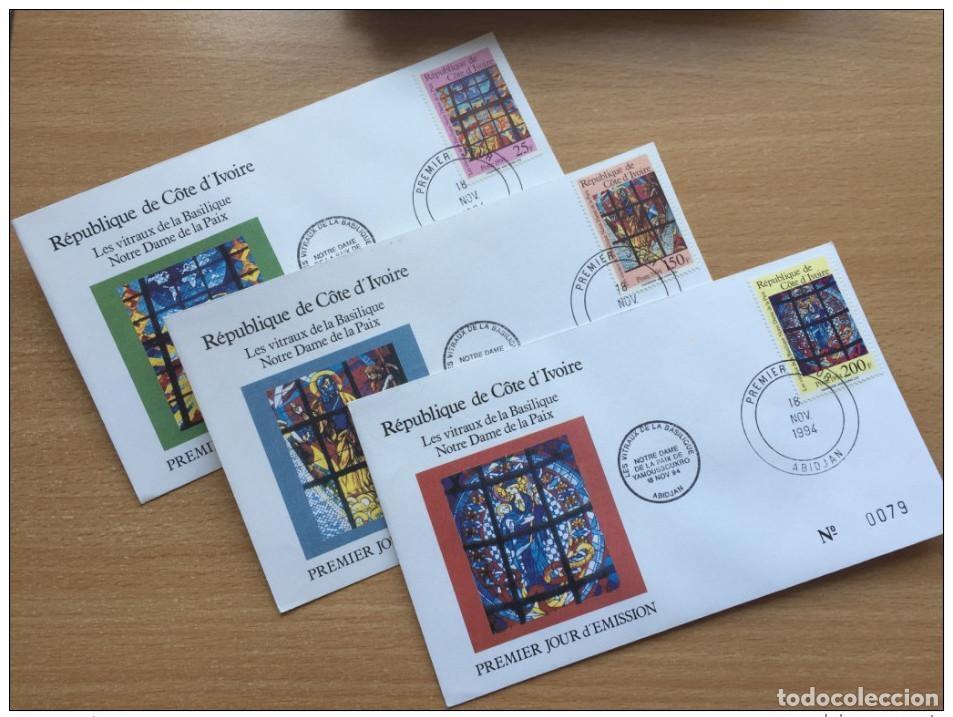 Sellos: Costa de Marfil 1994 FDC Mi. 1120-1122 Vidrieras Catedral Yamoussoukro