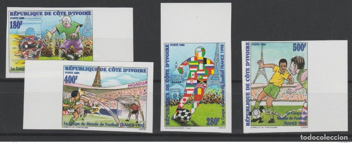 Sellos: Costa de Marfil 1998 Mi. 1189-1192 IMPERF ND Copa Mundial F&uacute;tbol la FIFA Francia