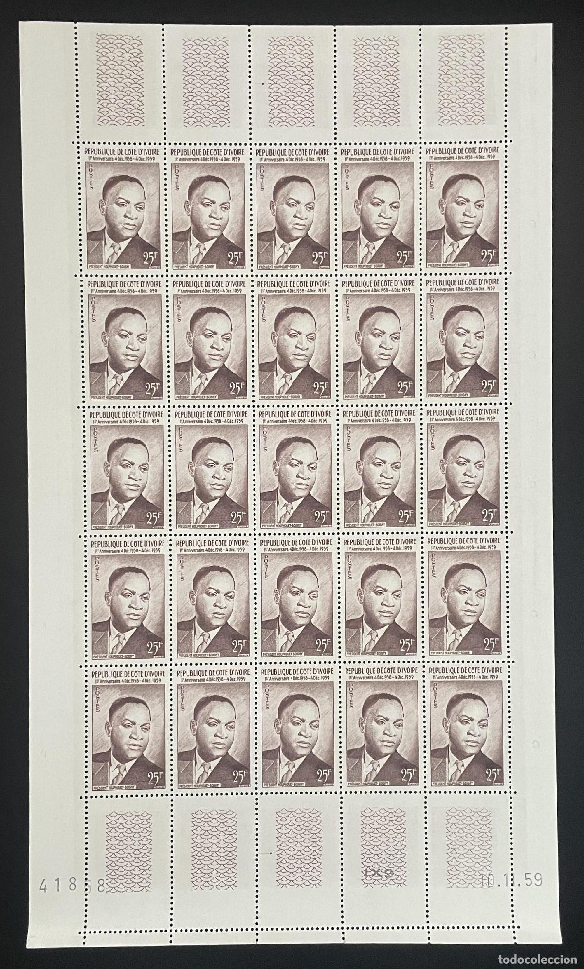 Briefmarken: Costa de Marfil 1959 YT 180 tabl&oacute;n Aniversario del presidente Houphou&euml;t-Boigny