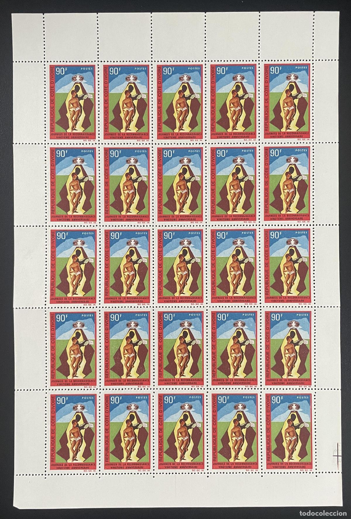 Sellos: Costa de Marfil 1967 YT 267 tabl&oacute;n Days Reconocimiento Aniversario Dove