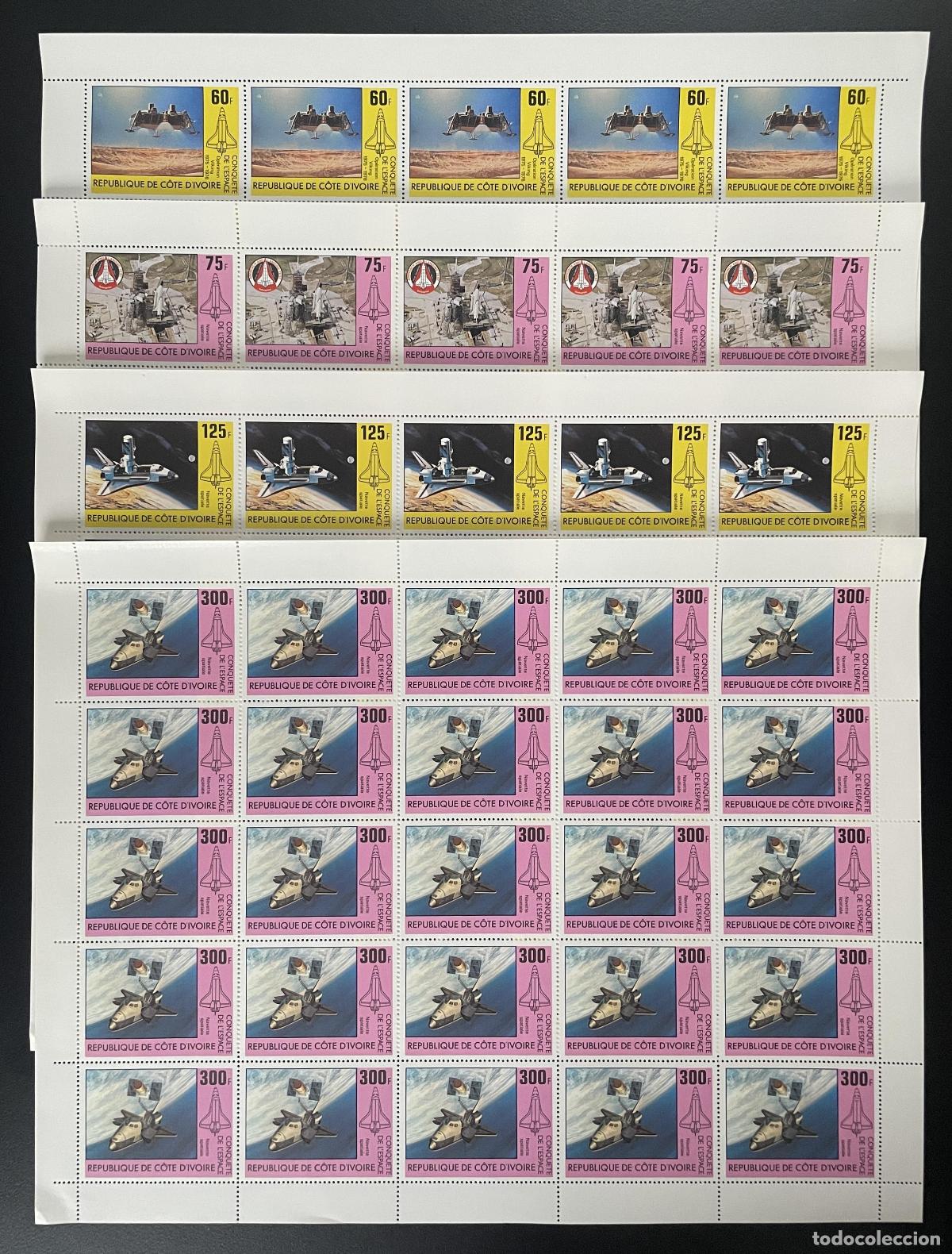 Sellos: Costa de Marfil 1981 YT 573-576 tabl&oacute;n Space Conquest Shuttle