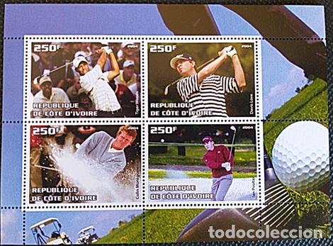 Sellos: IVORY COAST 2004 SHEET MNH FAMOSOS GOLFISTAS GOLF GOLFE SPORTS DEPORTES