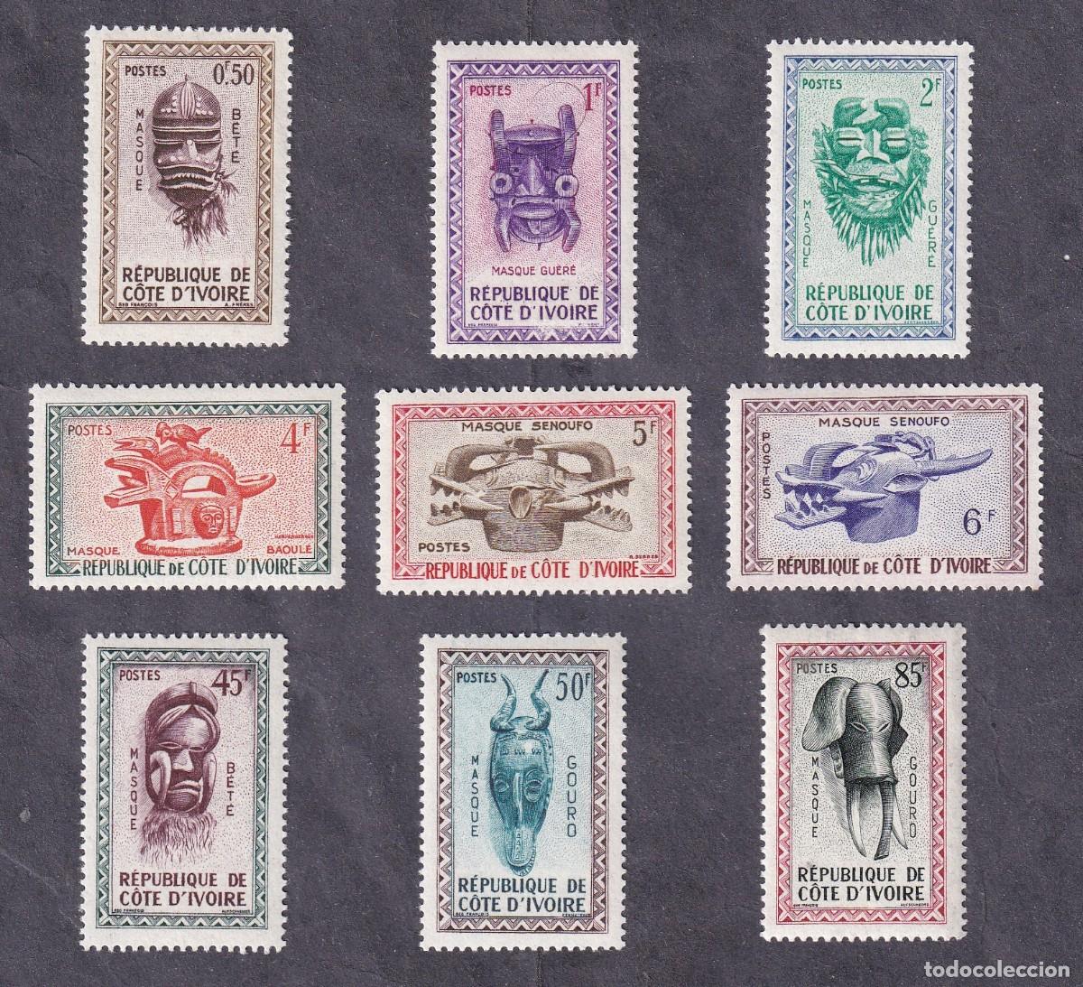 Sellos: colonies fran&ccedil;aises COTE D'IVOIRE n&deg; 181 &agrave; 189 **/* masques
