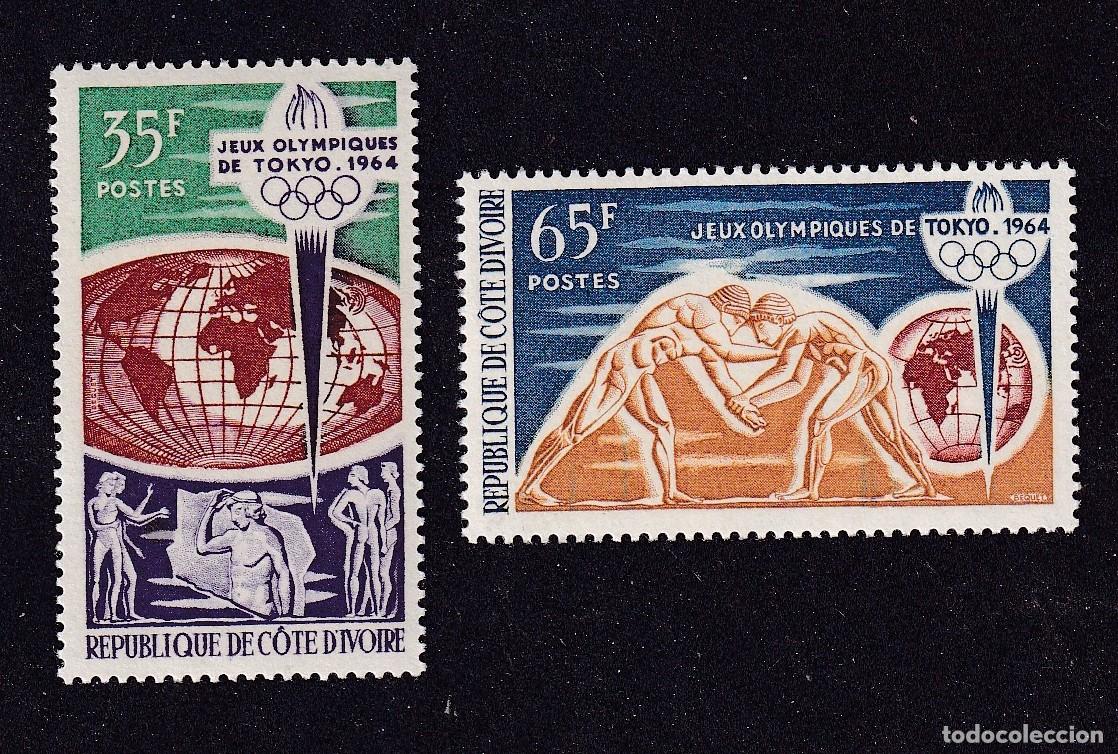 Sellos: colonies fran&ccedil;aises COTE D'IVOIRE n&deg; 225 et 226 ** jeux olympiques de Tokyo