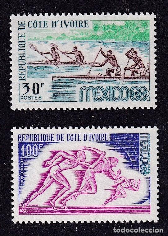 Sellos: colonies fran&ccedil;aises COTE D'IVOIRE n&deg; 277 et 278 ** jeux olympiques de Mexico
