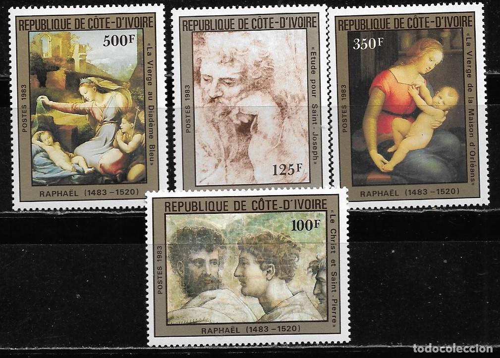 Sellos: COSTA DE MARFIL 1983, SERIE Ivert 671/74 - PINTURAS DE RAPHAEL. MNH.