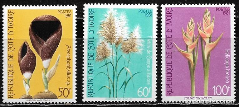 Sellos: COSTA DE MARFIL 1981, SERIE Ivert 577/79 - FLORES. MNH.
