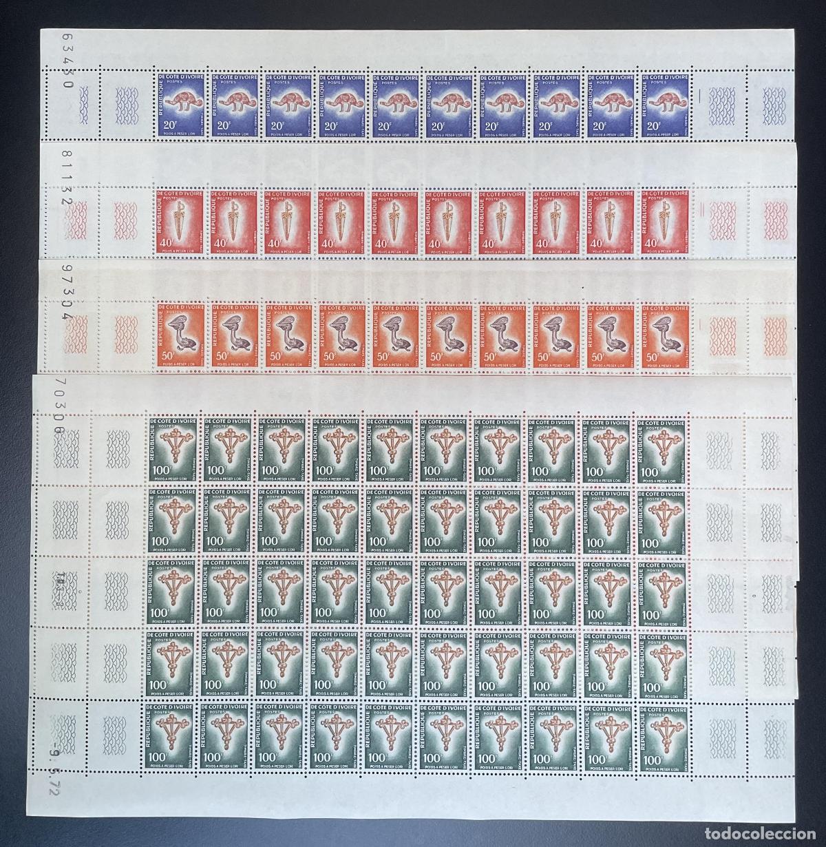 Timbres: Costa de Marfil 1972 YT Tax 34-37 tablones peso se pesar&aacute; en oro nuevo