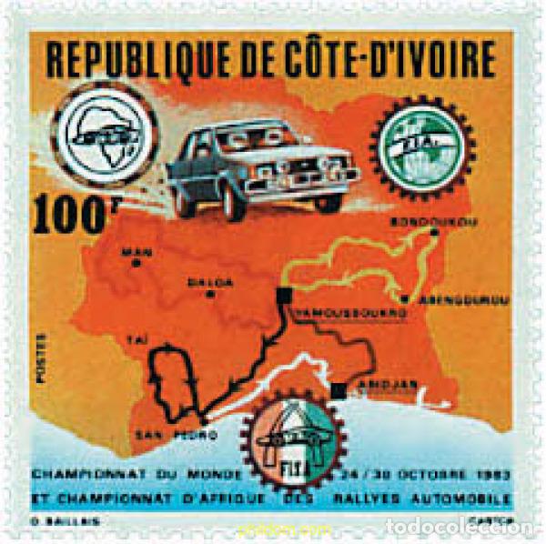 Sellos: 48596 MNH COSTA DE MARFIL 1983 CAMPEONATO DEL MUNDO DE RALLYS