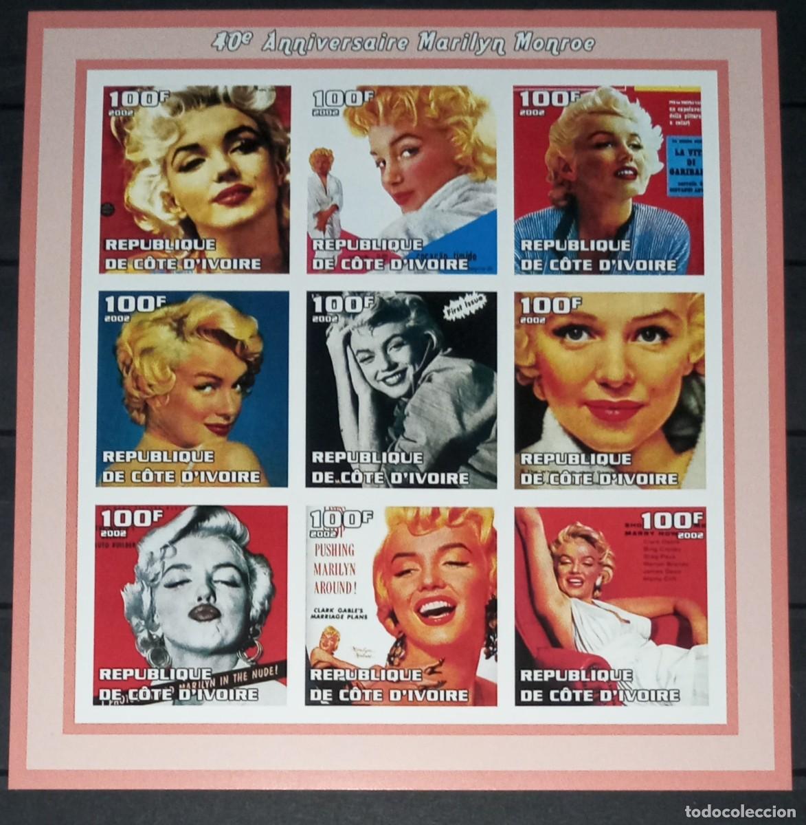 Sellos: IVORY COAST 2002 SHEET MNH IMPERF MARILYN MONROE ACTRICES ACTRESSES CINE CINEMA
