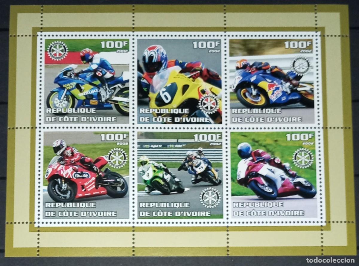 Stamps: IVORY COAST 2002 SHEET MNH MOTORSPORT MOTORCYCLING MOTOCICLISMO MOTOCICLETAS MOTORCYCLES DEPORTES