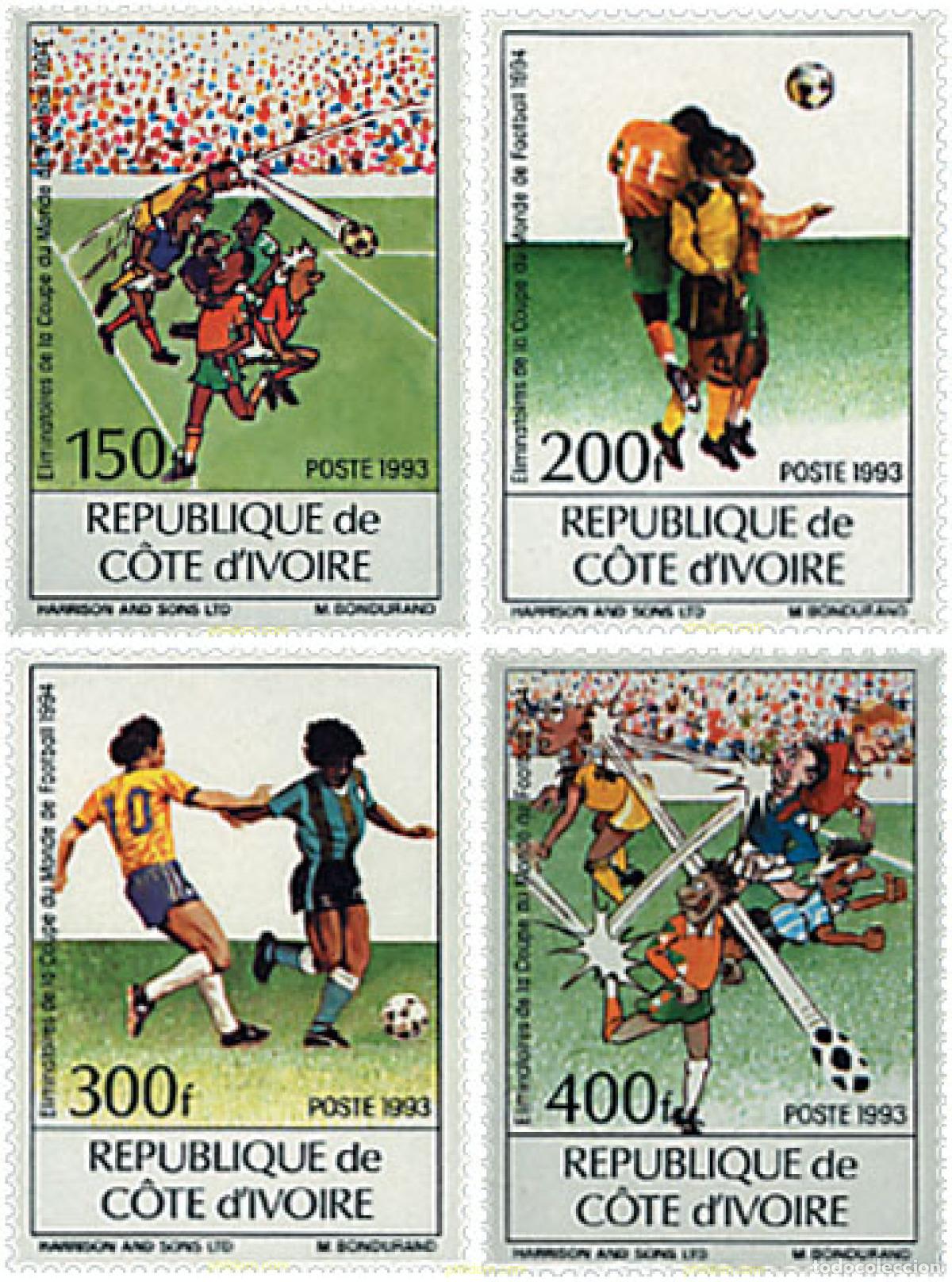 Sellos: 28033 MNH COSTA DE MARFIL 1993 ELIMINATORIAS DE LA COPA DEL MUNDO DE FUTBOL DE 1994