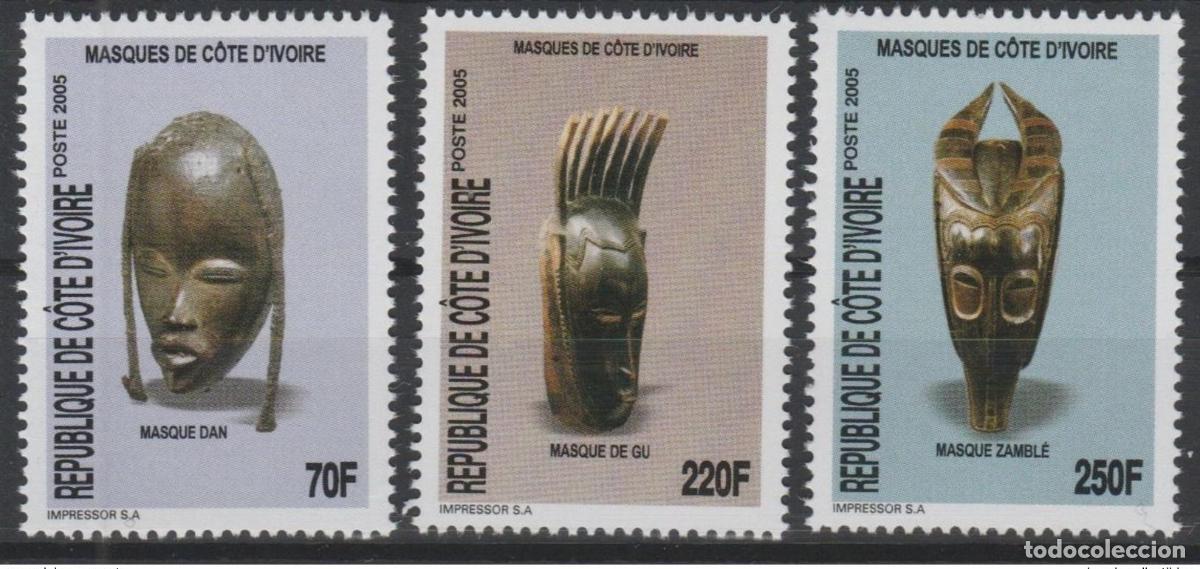 Timbres: Costa de Marfil 2005 Mi. 1458 - 1460 M&aacute;scaras Dan Kunst Art