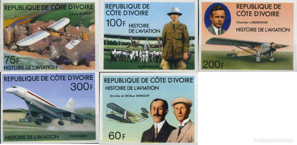 Sellos: 19308 MNH COSTA DE MARFIL 1977 PIONEROS DE LA AVIACION