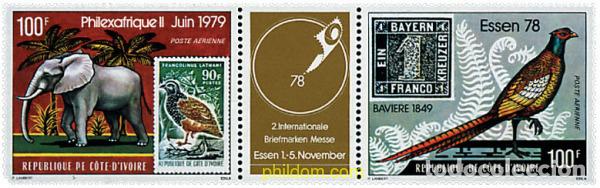 Sellos: 343982 MNH COSTA DE MARFIL 1978 ESSEN 78 Y PHILEXAFRIQUE II 79