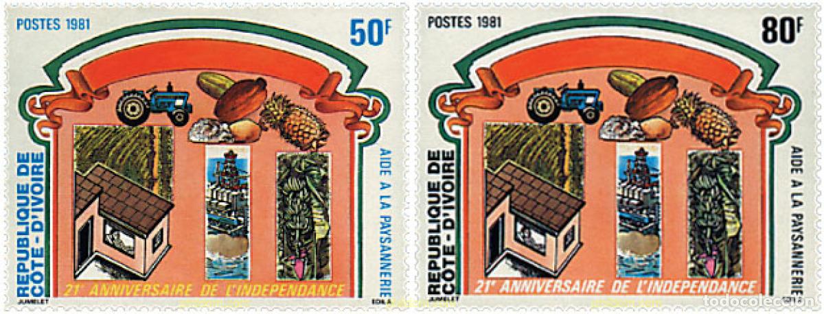 Sellos: 40012 MNH COSTA DE MARFIL 1981 21 ANIVERSARIO DE LA INDEPENDENCIA
