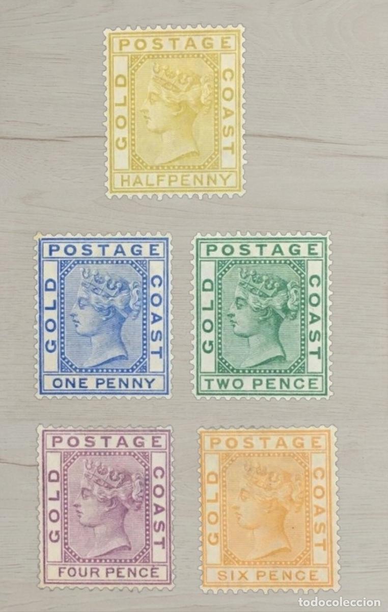 Sellos: Gold Coast 1884-1891 Queen Victoria Definitive Selection Mint 5v - Classical British Africa Group