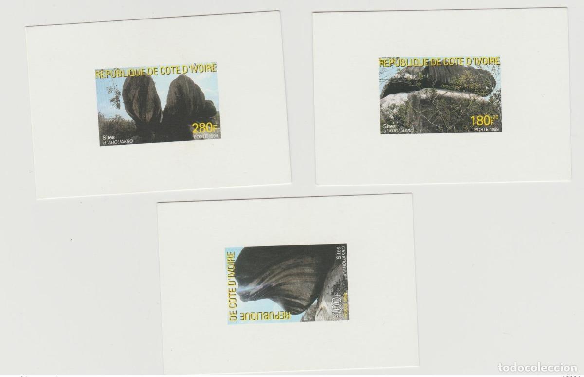 Sellos: Costa de Marfil Prueba lujo 1999 Mi. 1215 - 1217 Sitios piedras Ahouakro