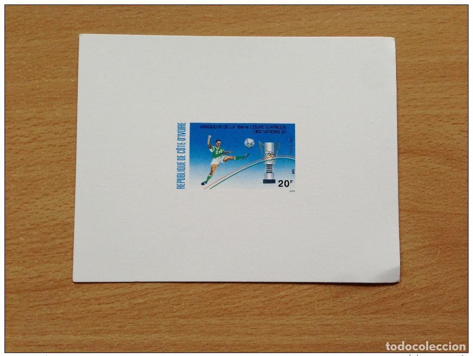 Sellos: Costa de Marfil 1992 Mi. 1063 Football CAN Soccer Lujo Event Proof RARE