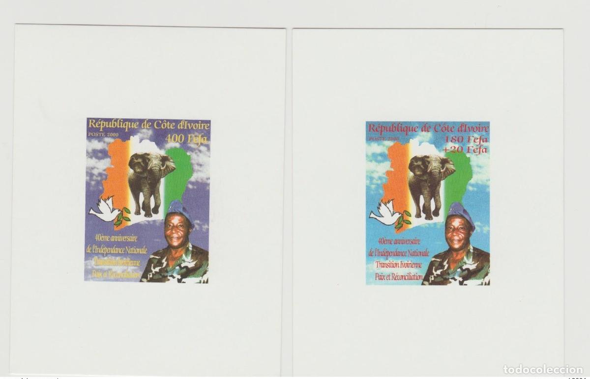 Sellos: Costa de Marfil Luxury Proof 2000 Mi. 1239 - 1240 Independence Elephant Dove