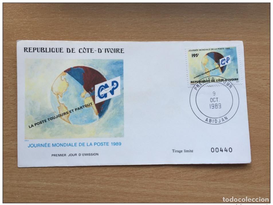 Stamps: Costa de Marfil 1989 FDC D&iacute;a Mundial del Correo Mi. 1002