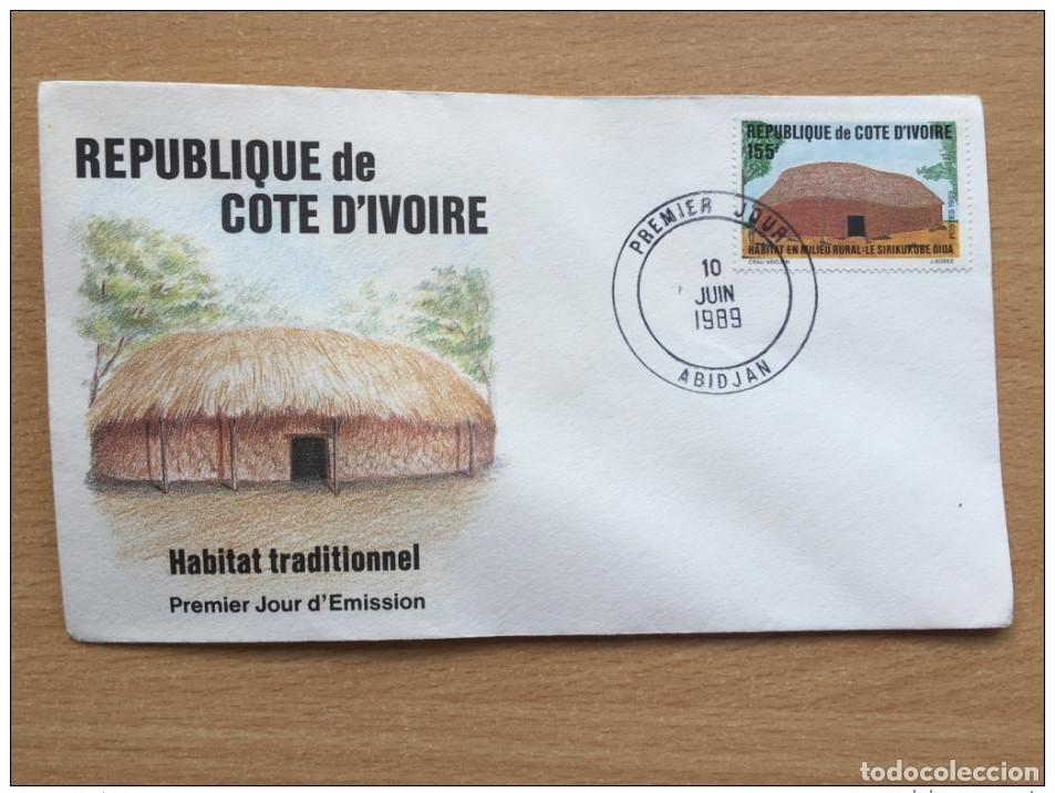 Stamps: Costa de Marfil 1989 FDC Habitat Tradiziel House Haus Wohnen Mi. 996