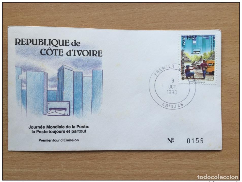 Stamps: Costa de Marfil 1990 D&iacute;a Mundial del Correo la FDC Mi. 1023