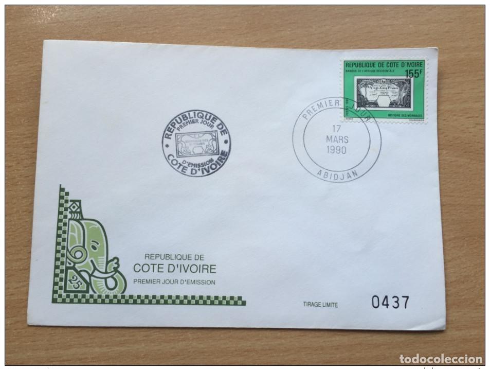 Stamps: Costa de Marfil 1990 FDC Historia las monedas del dinero oro Min. 1010-1011