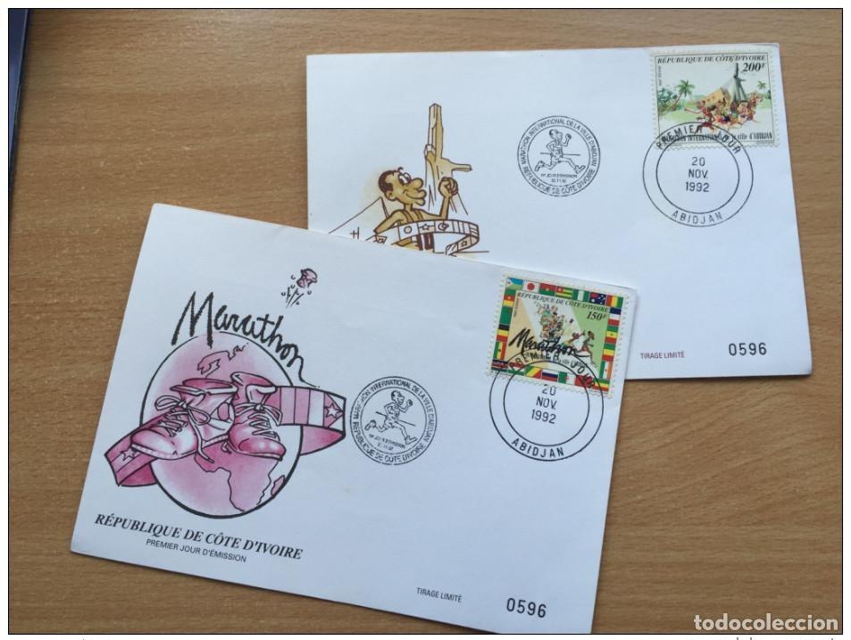 Stamps: Costa de Marfil 1992 FDC Marathon International Abidjan Sport Mi. 1087-1088