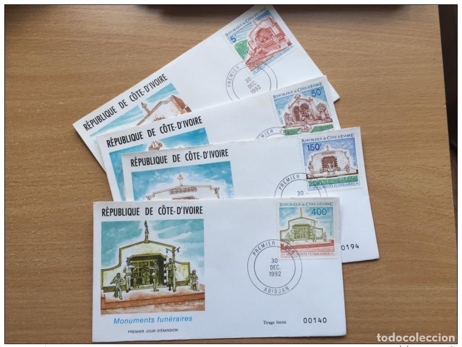 Stamps: Costa de Marfil 1992 FDC Funerary Monuments Mi. 1077-1080