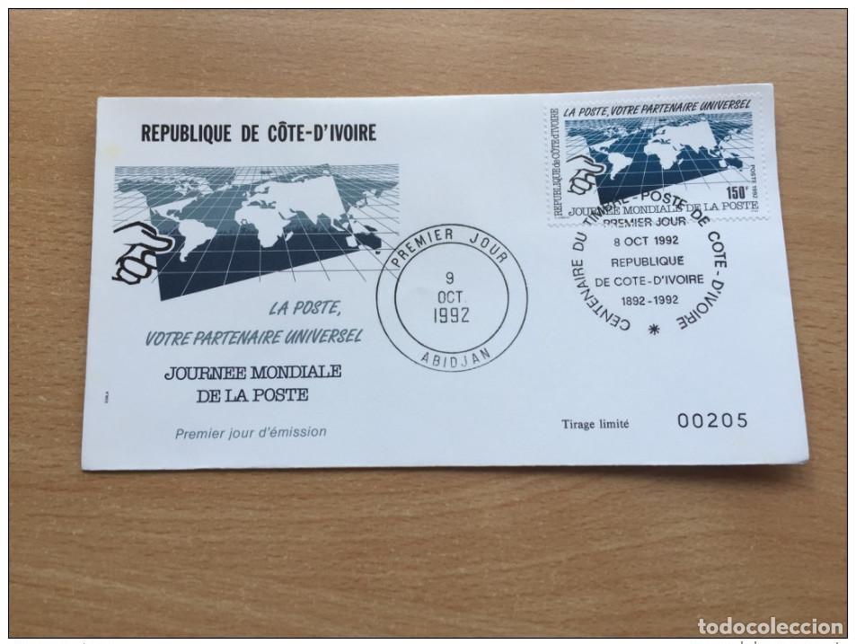 Stamps: Costa de Marfil 1992 D&iacute;a Mundial del Correo FDC Postal Mi. 1073