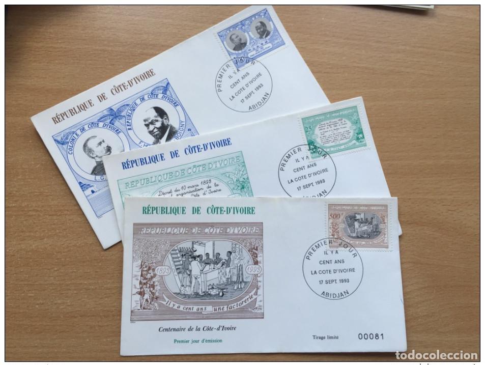 Stamps: Costa de Marfil 1993 FDC Centenaire 100th Centenary Mi. 1098-1100