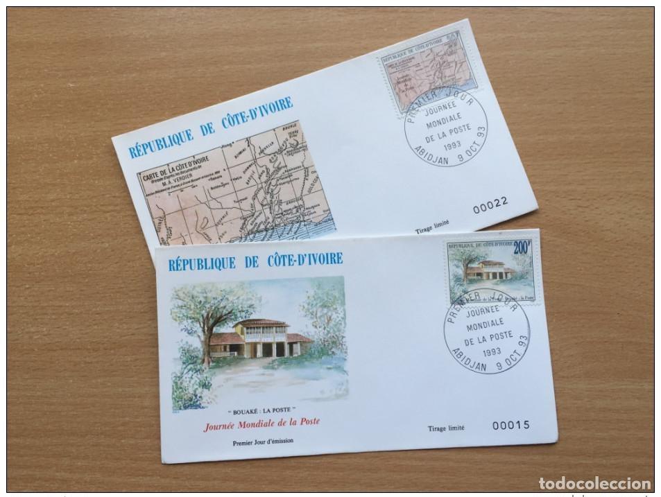 Stamps: Costa de Marfil 1993 D&iacute;a Postal Mundial del Correo la FDC Mi. 1105-1106