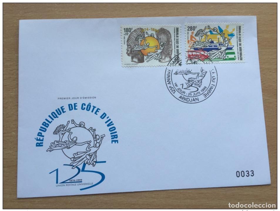 Sellos: Costa de Marfil 1999 FDC 125 a&ntilde;os UPU Uni&oacute;n Postal Universal Mi. 1205 - 1206