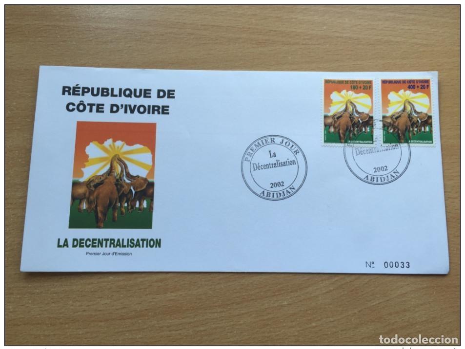 Sellos: Costa de Marfil 2002 FDC Descentralizaci&oacute;n Elephants Wildlife Mi. 1298 - 1299