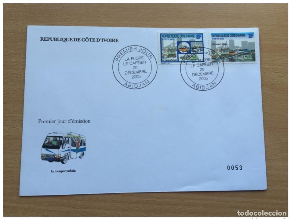 Sellos: Costa de Marfil 2005 Transporte autob&uacute;s coche Mi.1479-1480 CANCELACI&Oacute;N INCORRECTA