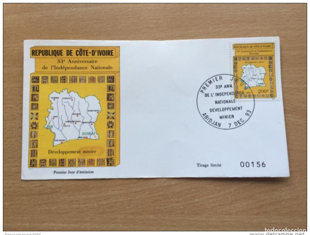 Sellos: Costa de Marfil 1993 Aniversario la Independencia FDC Unabh&auml;ngigkeit Mi. 1108