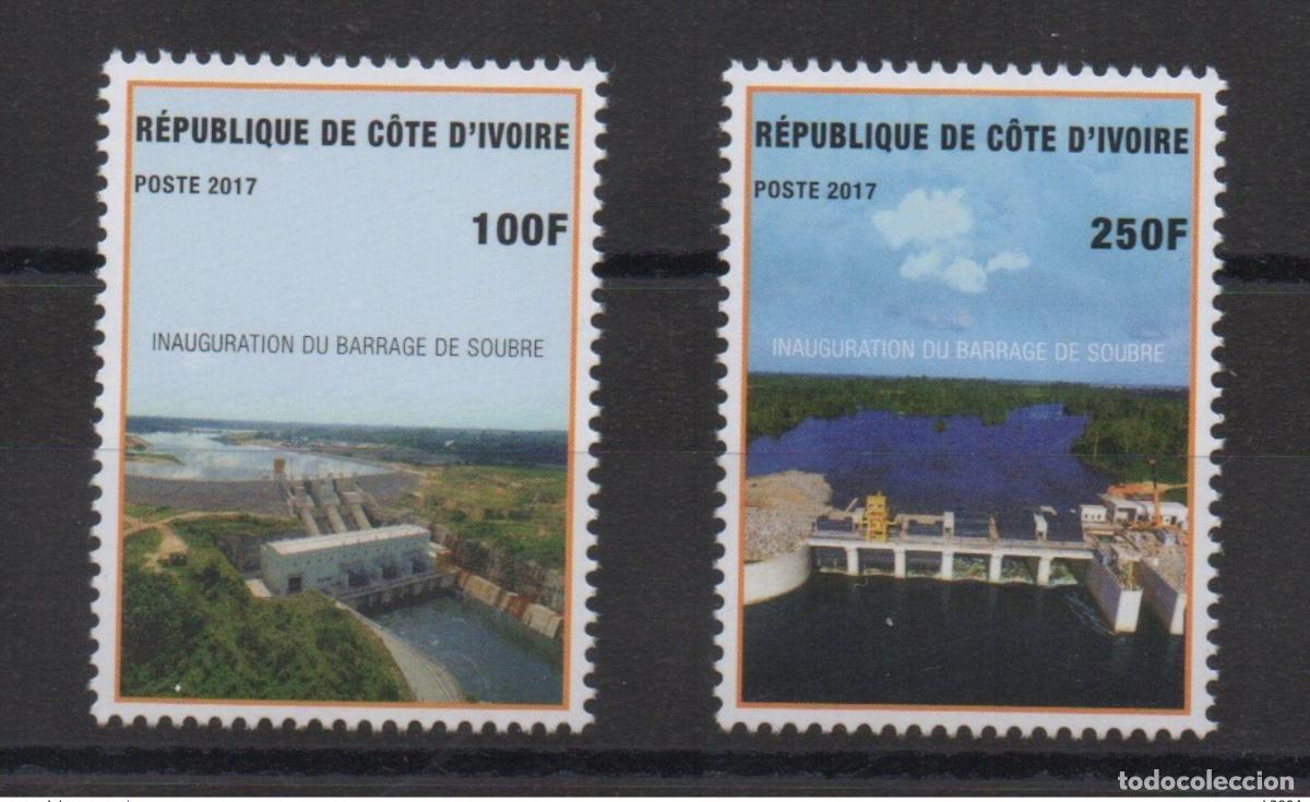 Sellos: Costa de Marfil 2017 Inauguraci&oacute;n la presa Soubr&eacute; Staudamm dam 2 val.