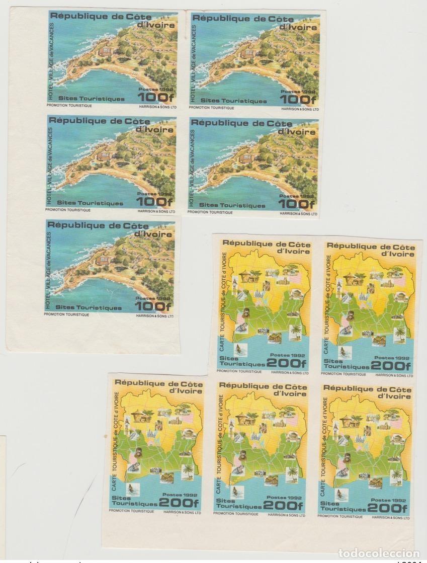 Sellos: Costa de Marfil 1992 NON DENTELES IMPERF Lugares tur&iacute;sticos &iexcl;RAROS!